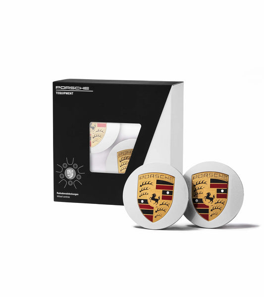 Porsche Wheel Hub Covers with Colored Porsche Crest