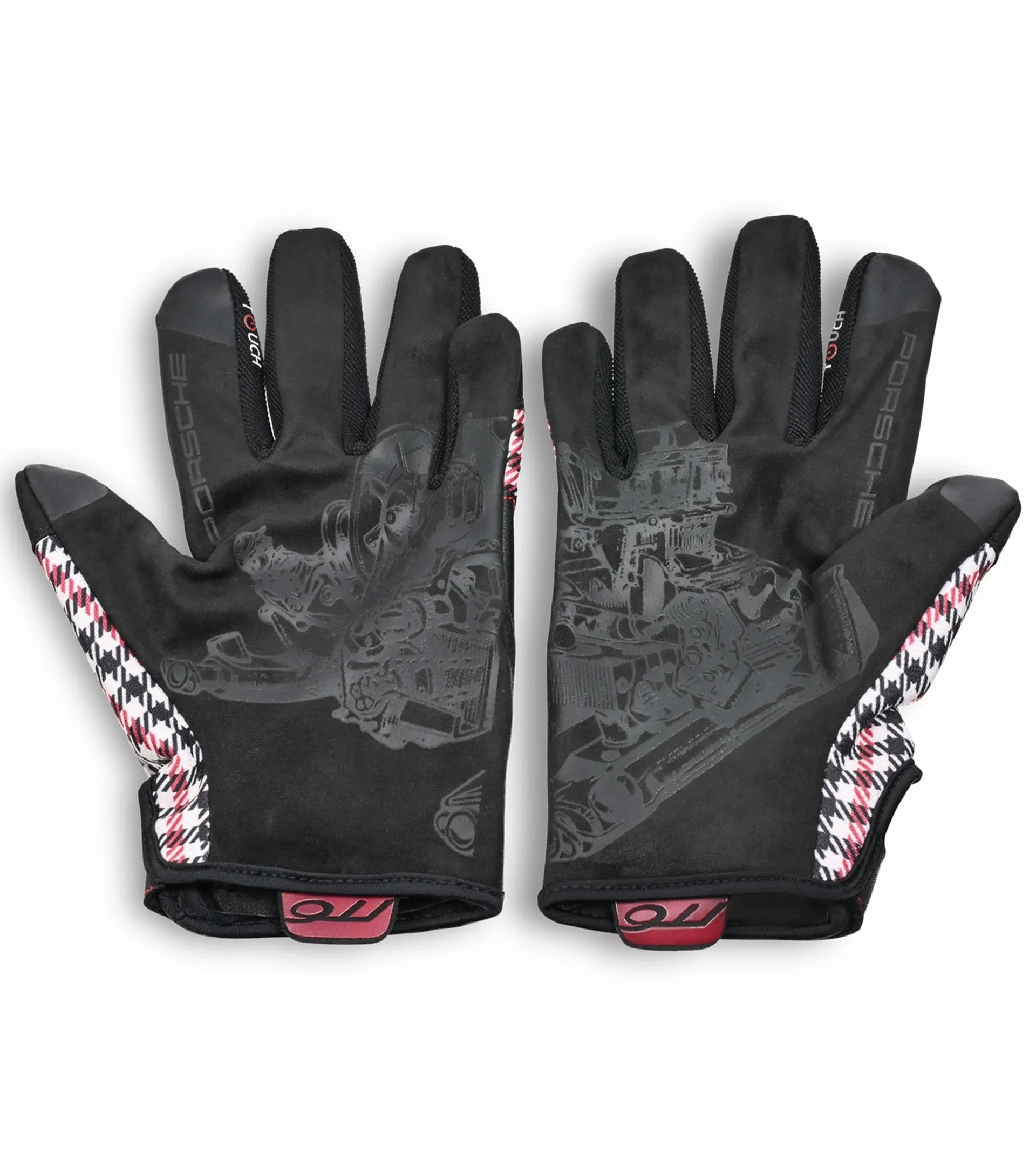 Porsche Classic Assembly Gloves in Red Pepita
