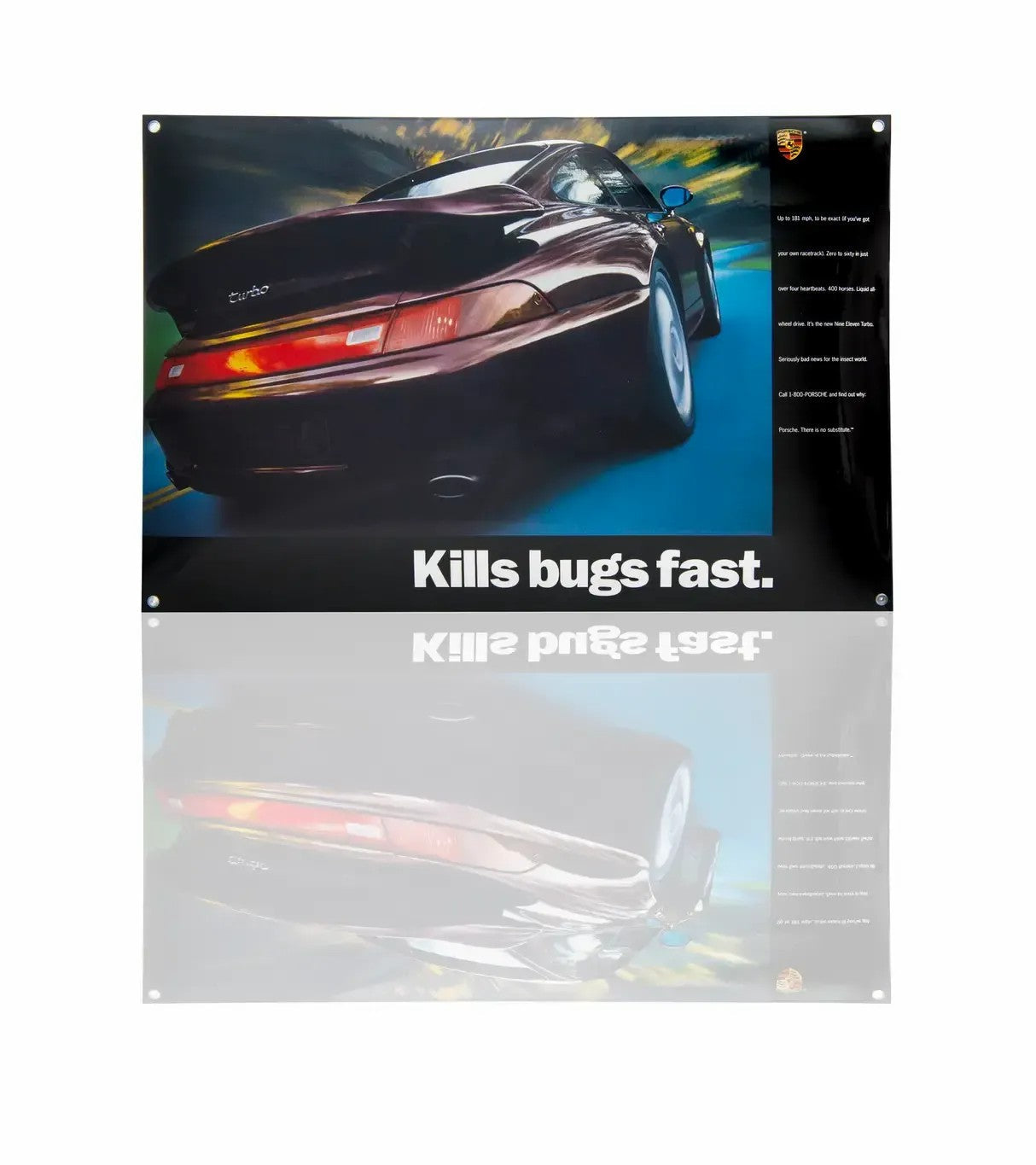 Porsche Classic 993 Turbo Enamel Sign | 'Kills bugs fast'